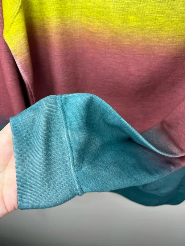 Ombre Cutout Sweatshirt Yellow Pink Blue Wide Neck Slouchy 80s Streetwear Large - Image 6