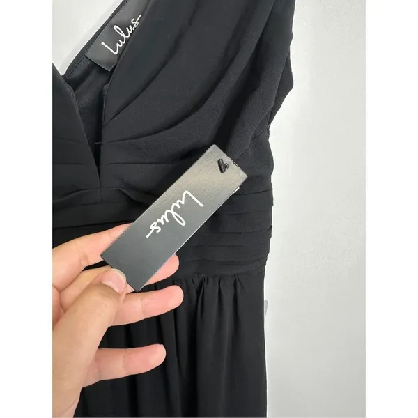 Lulus Dress Womens Maxi Chiffon A Line Black Sleeveless Size Small NWT - Image 7