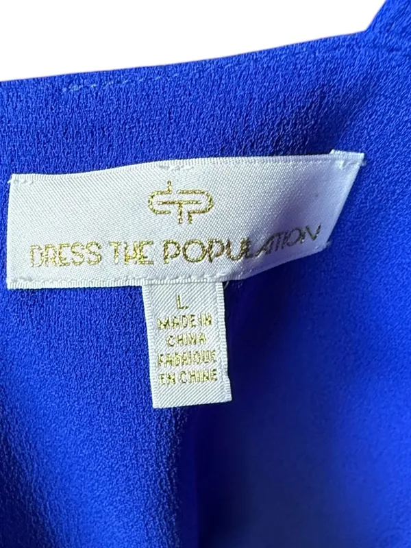 DRESS THE POPULATION Nicole Cocktail Blue Dress‎ Sz L - Image 8