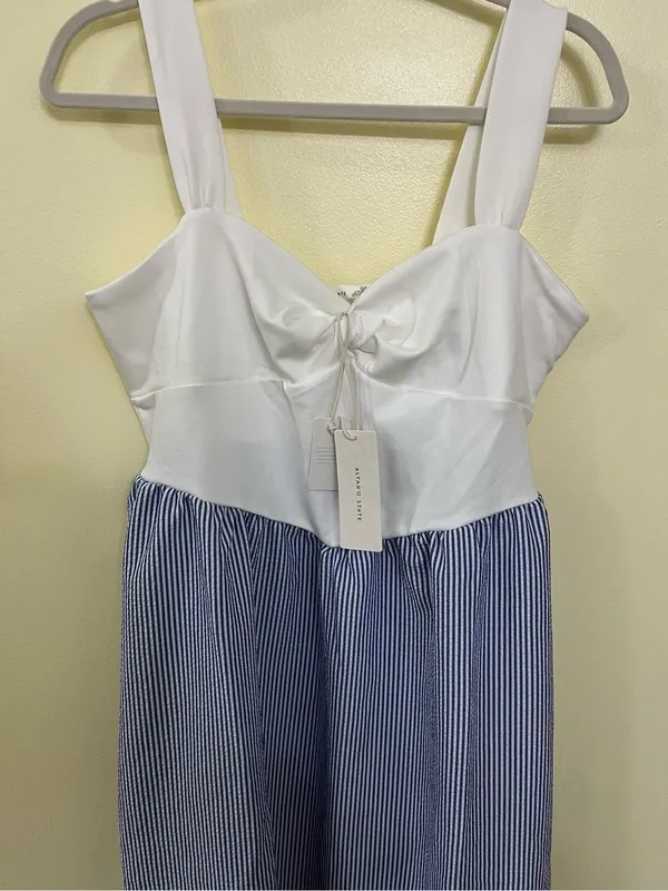 NEW Altar’d State Blue and White Striped Maxi Dress Size 3XL NWT - Image 5