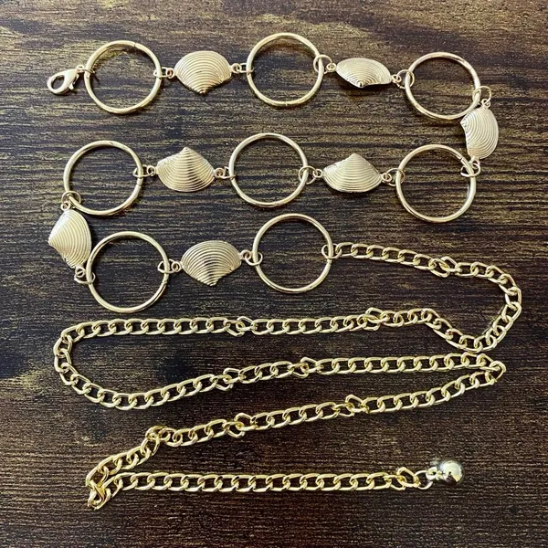 Gold Y2K Seashell Open Ring Waist Chain Belt, Fits 17-40 Inches, X7GA1303 - Image 6
