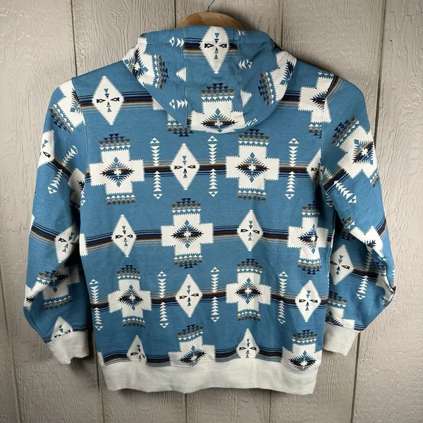 Ariat Logo 2.0 Printed Hoodie Womens Large Blue Aztec Pullover 10062292 - Image 4