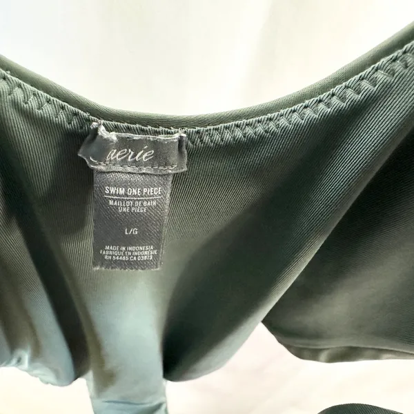 Aerie Large‎ One Piece Swimsuit Olive Green Scoop High Cut Solid Beach Vacay 231 - Image 8