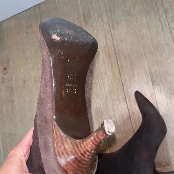 Brown Faux suede leather sock boots size 8 1/2 - Image 3