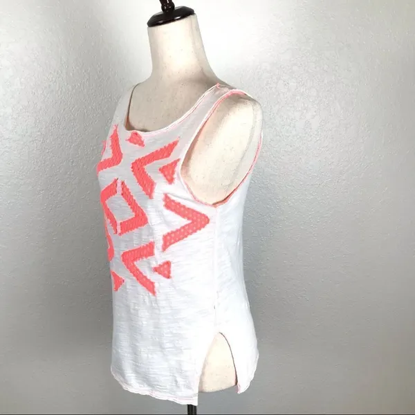 Free People We the Free‎ neon tangerine stitch cotton tank top XS - Image 3
