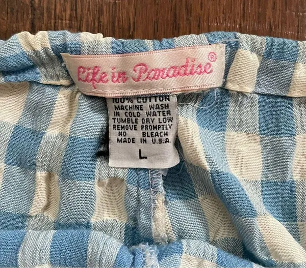 LIFE IN PARADISE drawstring gingham pants, size L Size L - Image 3