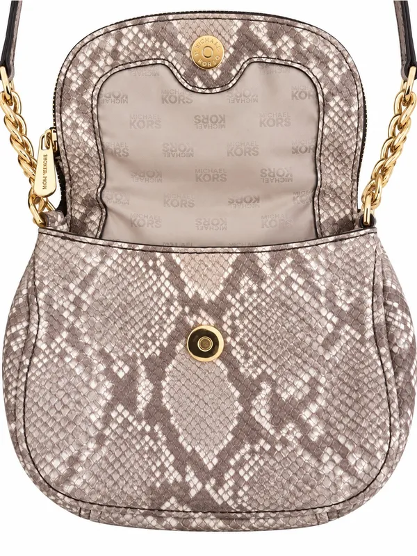 Michael Kors Leather Snakeskin Embossed Bedford crossbody Bag Zip Flap EUC - Image 3