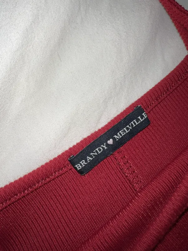 Brandy Melville Bodysuit Ribbed Deep Red - Image 3