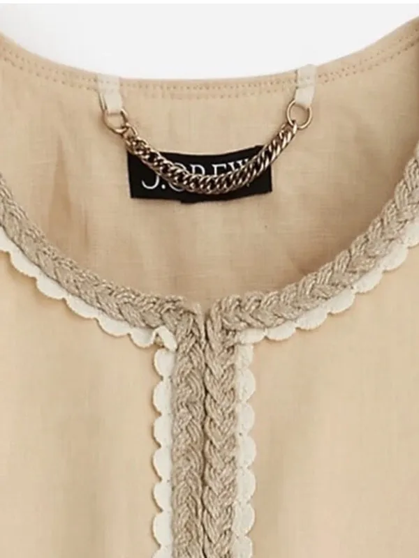J. Crew Linen Cropped Lady Jacket Raffia Blazer in Buff Clay Beige Size 16 - Image 6