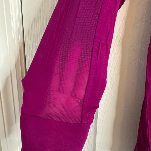 Women's Fuchsia Shirt with Sheer Panels, Size Medium - Image 4