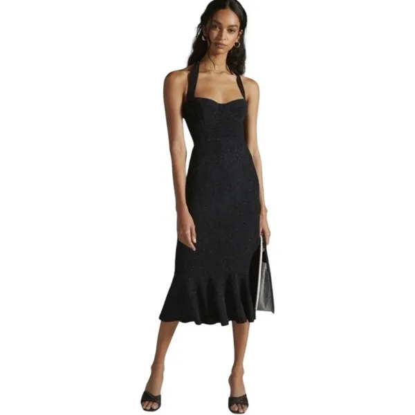 NWT Hutch Anthropologie Halter Lace Corset Underwire Fit & Flare Midi Dress‎ M - Image 2