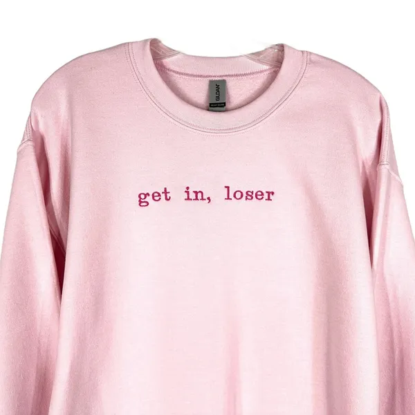 Get In Loser Plus Size 2XL Sweatshirt Mean Girls‎ Crewneck Pullover Pink Solid - Image 3