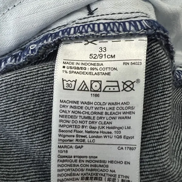 Gap 1969 Wide Leg Trousers Solid Denim Jeans Indigo Super High Rise Size 33 - Image 5
