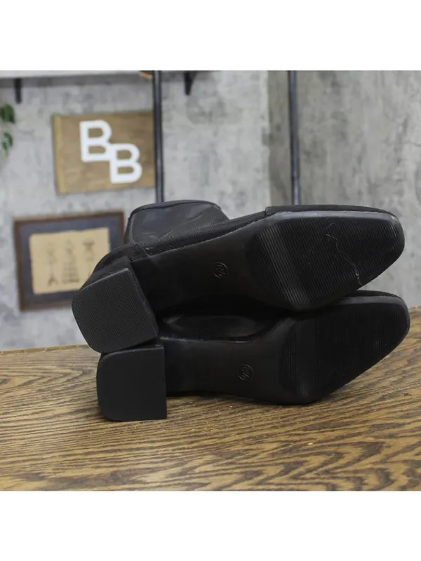 A New Day Celaena Mesh Block Heel Mid-Calf Boots with Memory Foam Black 8.5M - Image 5
