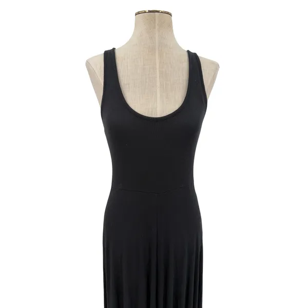 Marine Layer Lexi Rib Fit and Flare Midi Dress Black Sleeveless Size Small - Image 4
