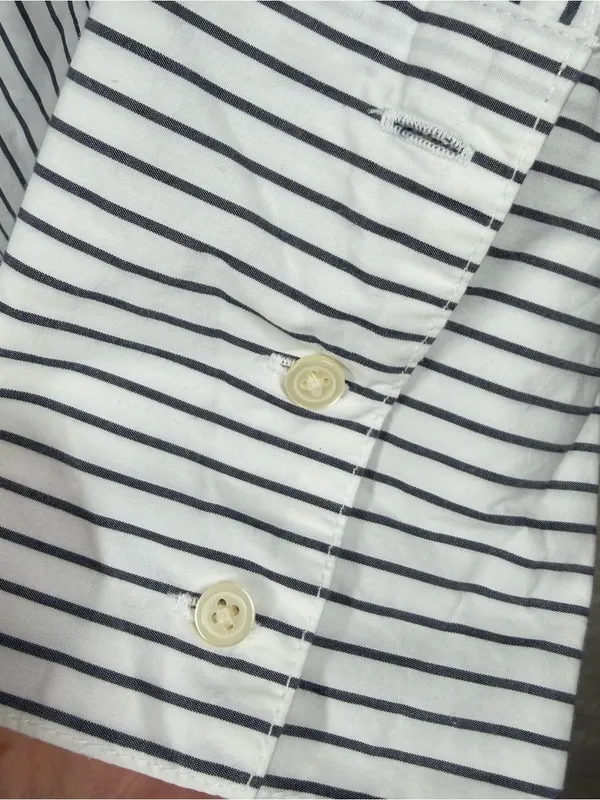 Madewell‎ White Black Striped Button Down Long Sleeve Top - Image 3