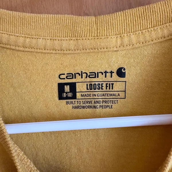Carhartt Pocket T-Shirt Women Medium Yellow‎ Loose Fit Short Sleeve Crewneck - Image 4