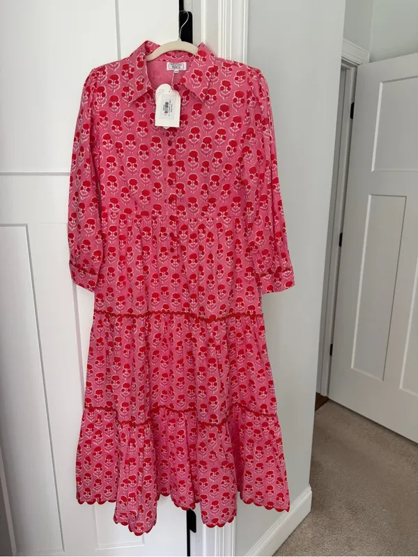 Pink City Prints Gina Pink Maxi Ling Sleeve Dress New NWT Bubblegum - Image 2