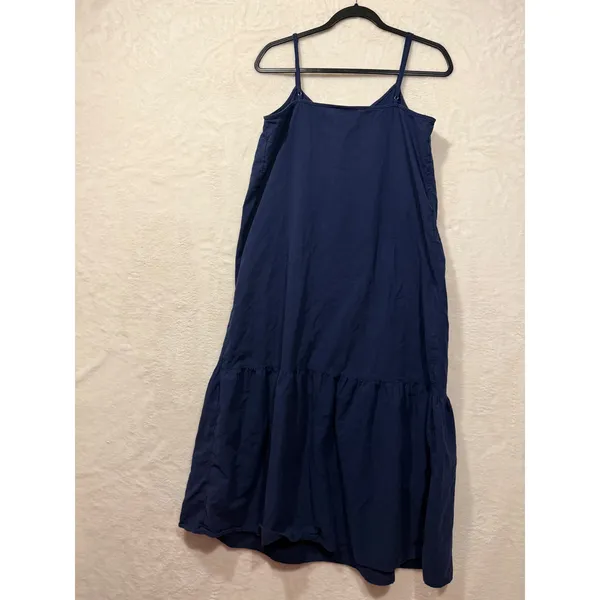 Universal Thread Blue‎ Cotton Tiered Midi Dress Womens Size M Spaghetti Strap - Image 8