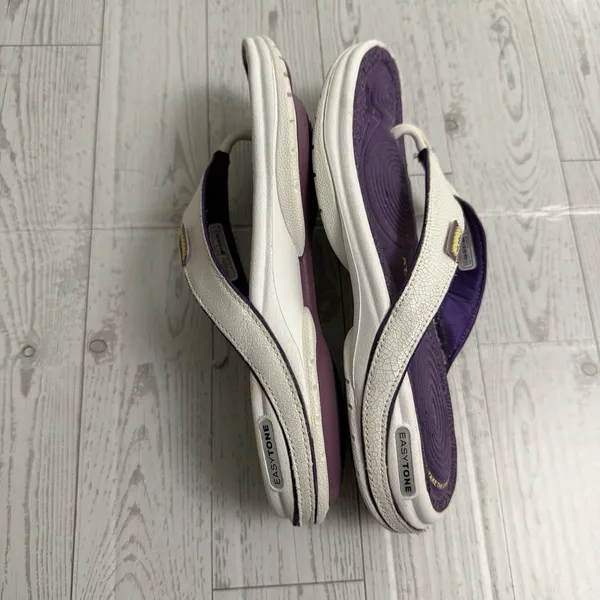 Reebok Easytone Women's Sz 5 Flip Flops White Purple Sandals Shoes Exercise‎ Gym - Image 5