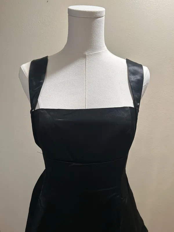 Micas Black Satin Mini Dress - Image 2
