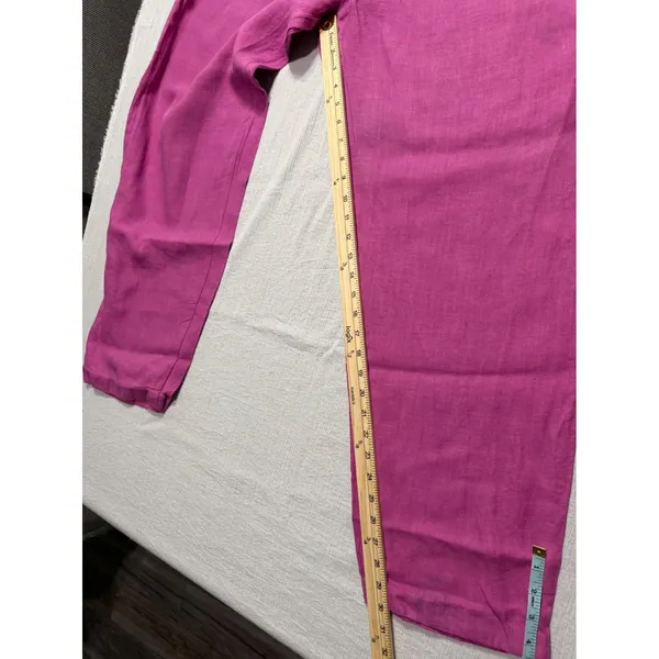 Sunbelt Women's XL Magenta Pink 100% Linen 2 Piece Shirt and Pants Set USA Made - Image 8