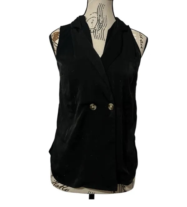 Express Black Double Breasted Vest Blazer Sleeveless Jacket Women's Size Small - Image 4