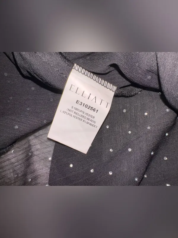 NEW Elliatt Moss Tiered Embellished Gown Black Cocktail Sz L - Image 9
