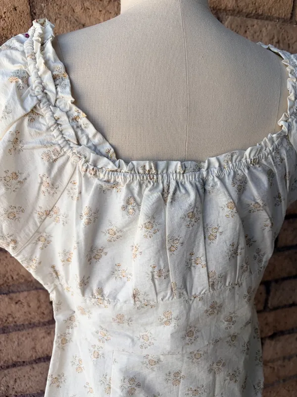Nectar | Cream Floral Puff Sleeve Button Front Mini Dress | L - Image 7
