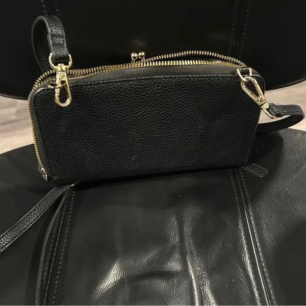 Nanette Lepore Black Textured Wallet with Gold Trim crossbody. NWOT - Image 8