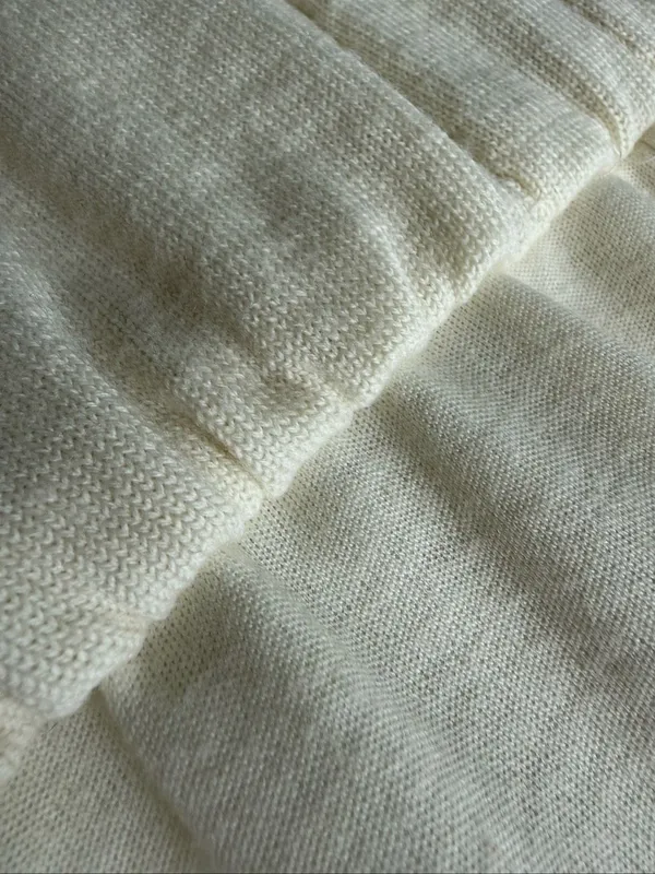 Vintage 80s Ciao Petites 100% Wool Knit Ivory Blouson Dress M - Image 10