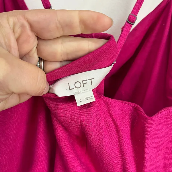 Loft Pink Sleeveless Midi Dress Size 2 Bow‎ Front Tiered Coquette Barbiecore - Image 8