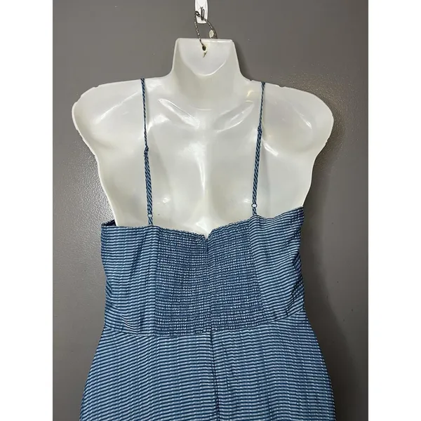 Wayf Dress Womens Medium Blue Striped Sweetheart Smocked Maxi Sundress Boho - Image 7