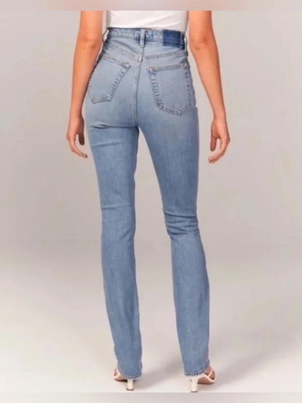 Abercrombie & Fitch Ultra High Rise 90’s Slim Straight Jeans Light Wash Sz 29 - Image 2