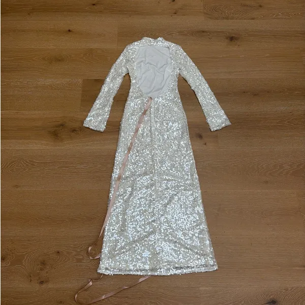 Meshki Sofia Long Sleeve Sequin Maxi Dress Size XS in White - Image 3