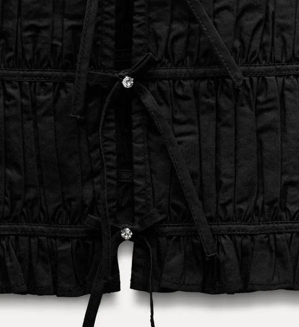 ZARA Poplin Top with Bow and Jewels - Image 4