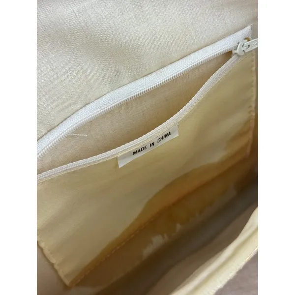 Vintage Straw Woven Clutch Handbag Natural Tan Summer Beach Envelope Bag Toggle - Image 5