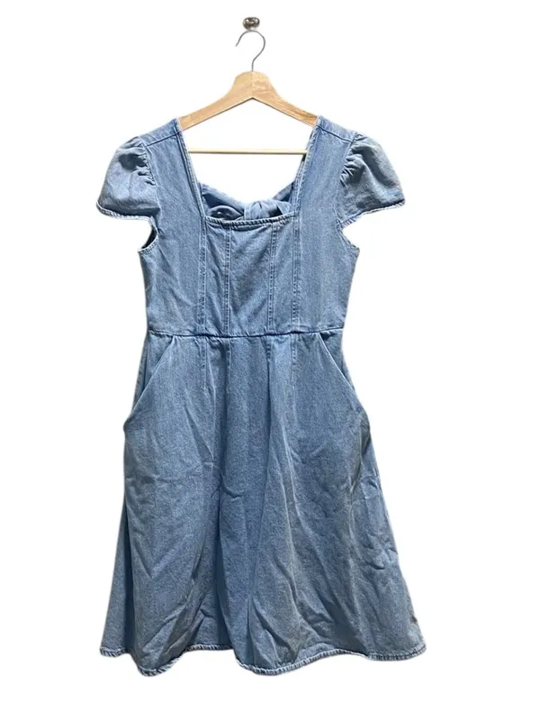 Molly Bracken Puff Sleeve Denim Dress Blue Size S Coquette Fairy Coastal Boho - Image 2