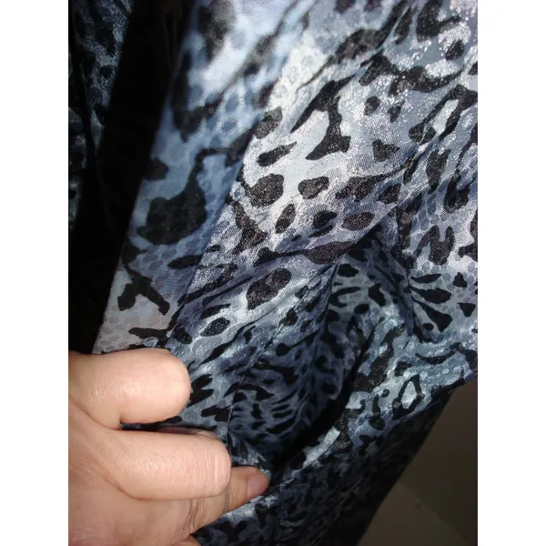 New Designer Josie Natori Caftan Robe M Silk Black Gray Long Pockets Cheetah - Image 6