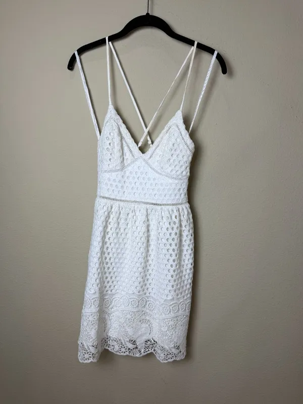 Abercrombie & Fitch Eyelet Lace White Sundress Dress Size XS - Image 3