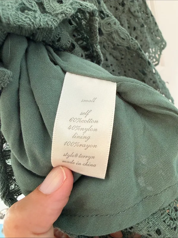NWT Altar'd State Sage Green Crochet Fit & Flare Mini Dress Size S - Image 9