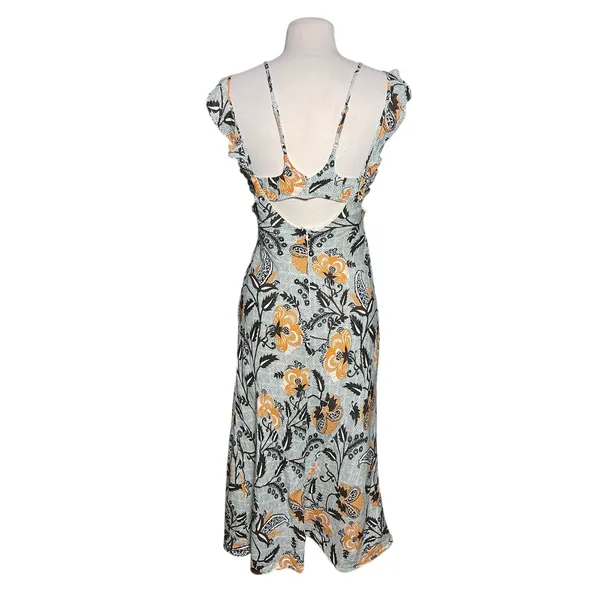 ANTHROPOLOGIE Women’s Boho Linen Blend Printed Halter Slim Midi Dress - Image 8