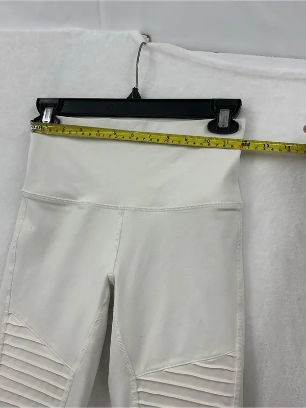 ALO Yoga White Ribbed Moto Leggings 1056 - Image 3