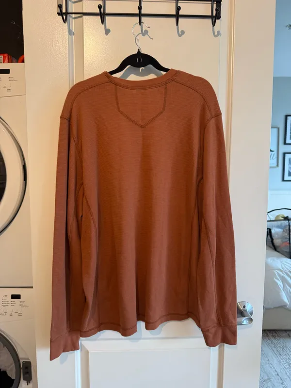 Eddie Bauer Rust Waffle-Knit Thermal Shirt Men’s XL Oversized Fit - Image 5
