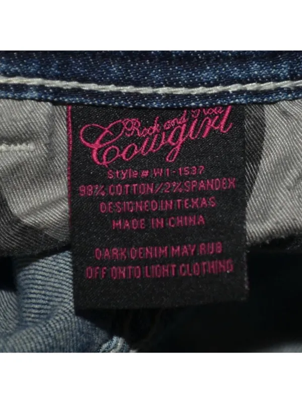 Rock Roll Cowgirl Bootcut Riding Western Jeans Womens 29x34 Embroidered Denim - Image 13