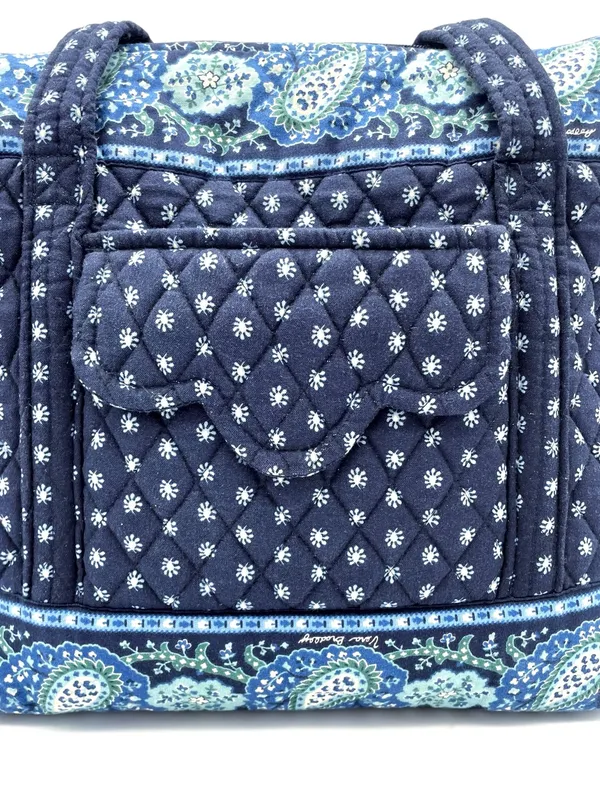 Vera Bradley Seaport Navy Villager Scalloped Tote Bag Floral Vintage 2002 Y2K - Image 2