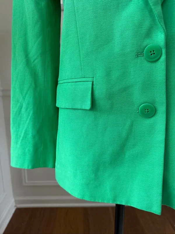 NWOT Farm Rio Bright Green Blazer Oversized Shoulder Pads $210 XXS XS S - Image 5