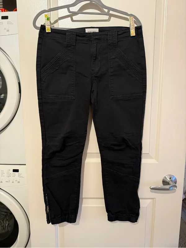 Frame Denim Charcoal High-Rise Cargo Joggers - Image 2