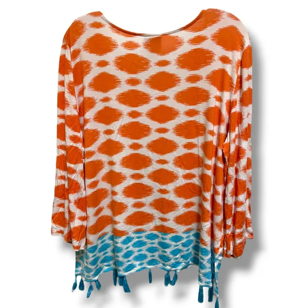 Ruby Rd. Petite Orange Ikat Tassel Tunic Top Women's PXL Boho Rayon Blend Size undefined - Image 4