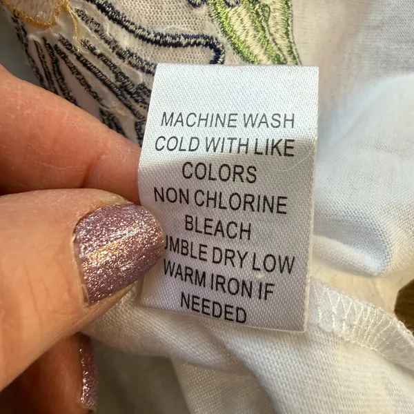 C&K Designs Shirt Size XL flower Ladybug embroidery White Top - Image 10